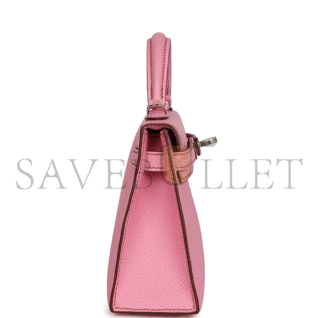 H**mes mini kelly ii bubblegum with palladium hardware (19*12*5.5cm)